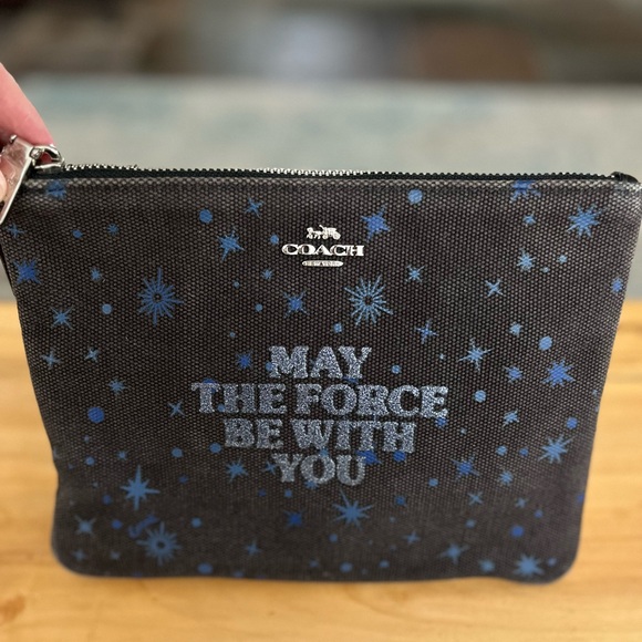 Coach x STAR WARS “May the Force Be With You” Black and Blue Wristlet/Pouch - Picture 4 of 9